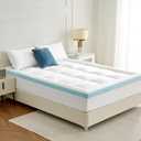 STWIENER King Mattress Topper, Pillow Top Mattress Topper for Back Pain Relief, Extra Thick Mattress Pad Deep Pockets for 8"-21", Soft Down Alternative Fill Mattress Protector, Blue Stripe