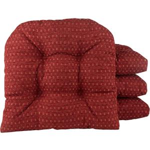 Klear Vu Gripper Overstuffed Universal Non-Slip Dining Chair Cushions for Kitchen Decor or Office Use, U-Shaped Skid-Proof Seat Pad, 15x15 Inches, 4 Count (Pack of 1), Ditzy Dot Barn Red