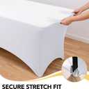 6-Pack Premium White Spandex Tablecloths for 8ft Rectangle Tables, Stain & Wrinkle-Resistant, Washable Stretch Polyester Fitted Table Cover for Weddings, Banquets, Trade Shows Events