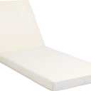 Water-Resistant Chaise Lounge Cushion – 76.25" Outdoor Replacement Pad, 4" Thick Polyurethane Foam, Hook & Loop Ties, Fits N779/N769/N770 Lounge Chairs, Cream