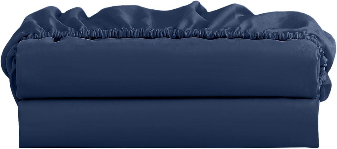 FreshCulture Twin Fitted Sheet Only 2 Pack - Hotel Quality Fitted Sheet Twin Size - Ultra Soft & Breathable - Brushed Microfiber - Deep Pocket - Cooling Fitted Sheets for Twin Size Bed (Navy Blue)