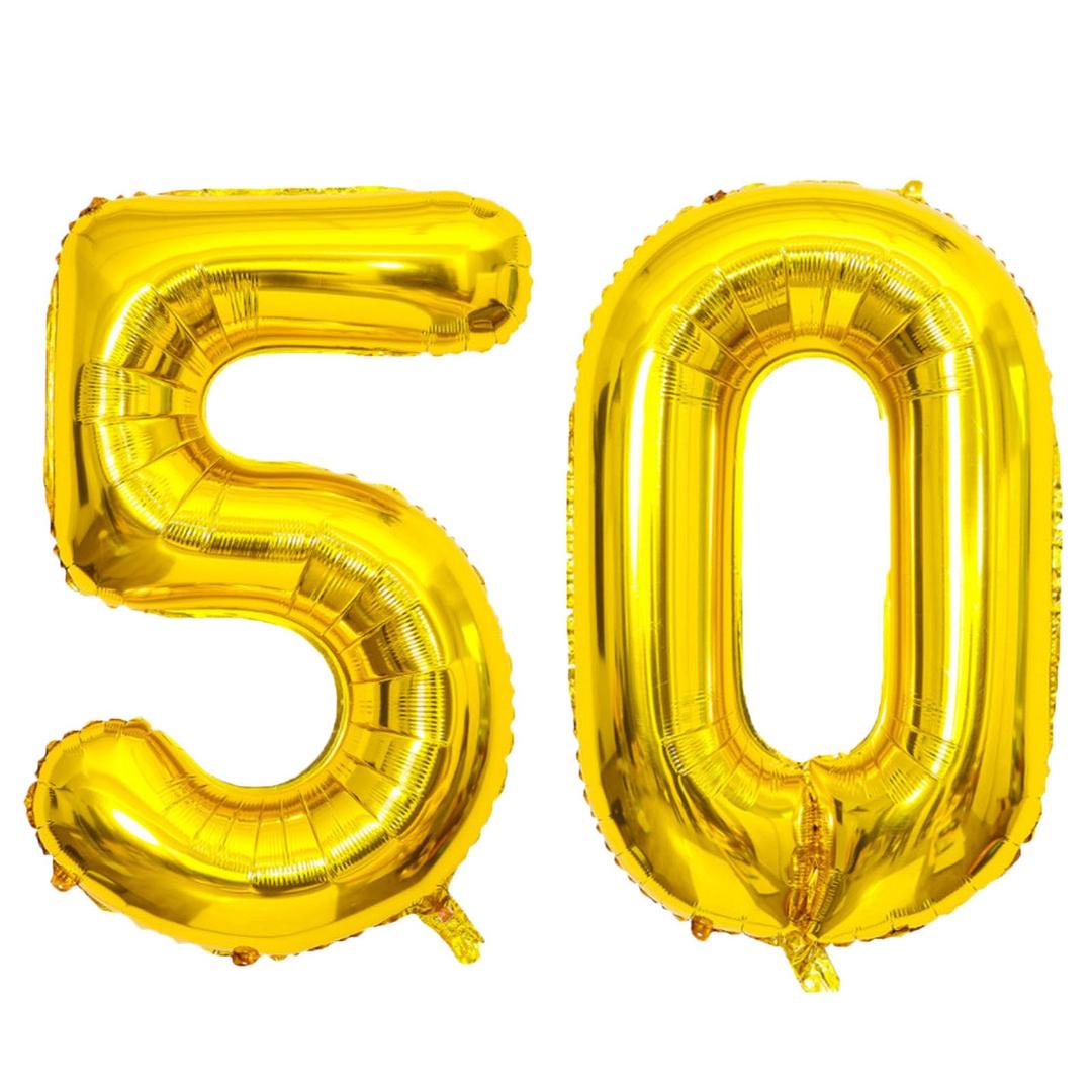 5 x Giant Gold Number 50 Balloons, 40 Inch Jumbo Number 50, Large Foil Mylar Balloons for Girls Women 50th Birthday Party Decorations, 50 Anniversary Events Decorations