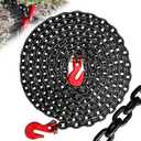 1/4" Tow Chain-G80 Transport Safety Chain with G70 Clevis Grab Hook for Towing|16FT Log Chains Wll 3300 Lbs|Heavy Duty Chain for Trailer Truck Tie Down Binding Equipment(Oiled Black)