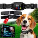 PETS IQ 2024 Automatic Bark Collar Best Effective Rechargeable Dog Training for Small 5-15lbs, Medium, Large Dogs, Vibro, Shock, IPX7 Waterproof, Anti/ No Barking (Black/ Silver)