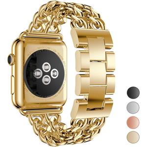 Compatible Apple Watch Band for Woman Man 45mm 49mm 42mm 44mm, Stainless Steel Cowboy Style for iWatch Series 11/10/9/8/7/6/5/4/3/2 se Ultra (Gold)
