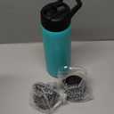 FineDine Triple Walled, Insulated Water Bottles with Straw - 25 Oz Stainless Steel Metal Bottle W/ 3 Leak Proof Lids - For Travel, School, Sports, Gym/Men, Women & Kids - Powder Steel Blue