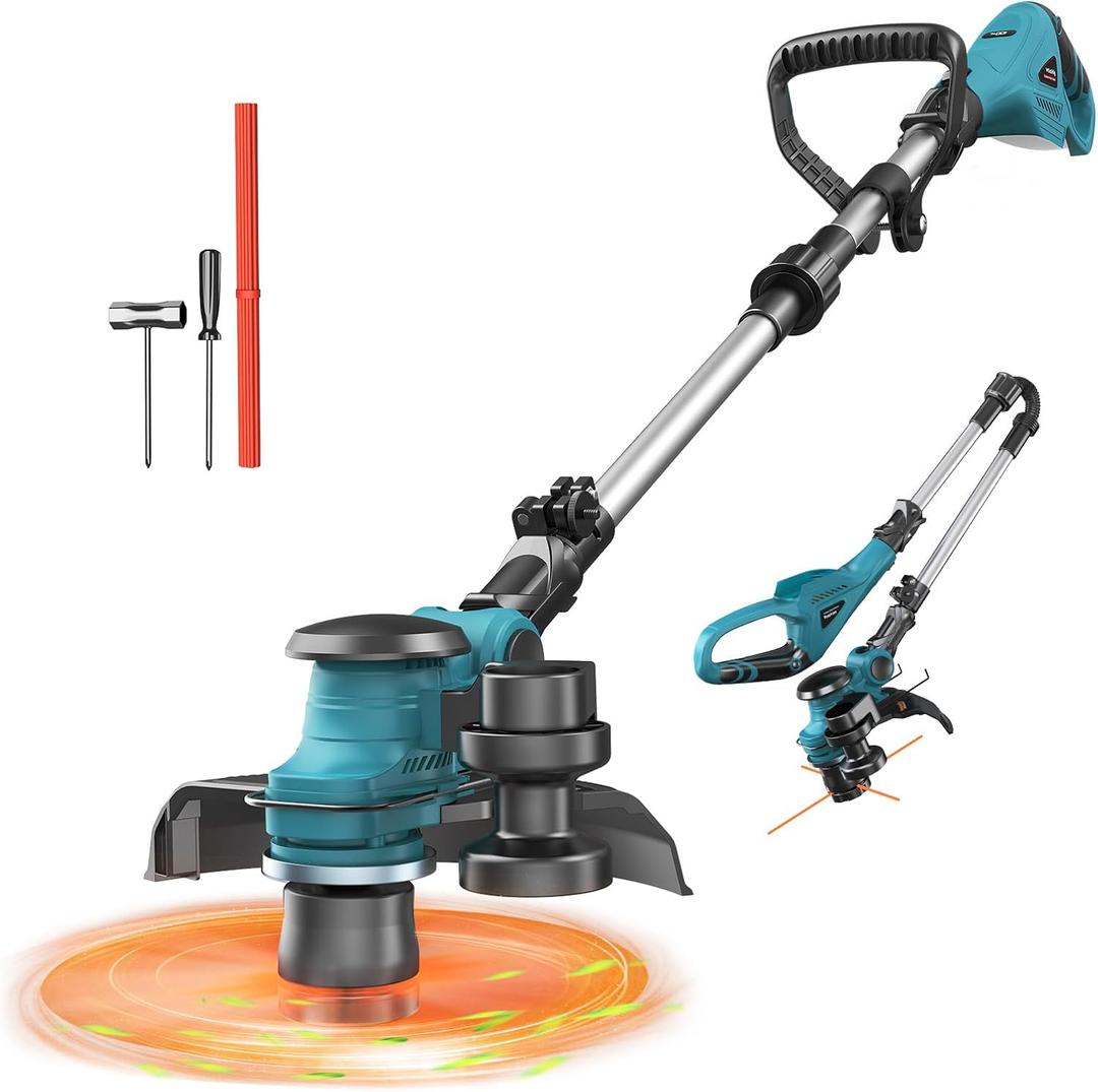Cordless String Trimmer Compatible with Makita 18V (Tool Only), MtiolHig 3 in 1 Weed Eater with Brushless Motor & Battery Level Display, Electric Weed Wacker/Edger Trimmer for Yard, w/ 18 Line, Blue
