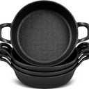 Mini Cast Iron Skillets 7 x 7 x 1.7 Inch Cast Iron Pan Small Ramekin Set Black Casserole Dish Cookware Oven Safe Mini Skillets for Kitchen Indoor Outdoor Picnic (4 Pack)