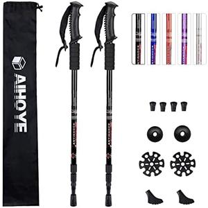 Aihoye Hiking Trekking Poles, 2 Pack Collapsible, Lightweight, Anti Shock, Walking Sticks, Adjustable Hiking Pole for Men and Women