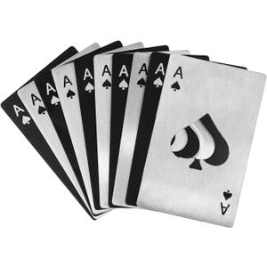 10Pack Ace of Spades Bottle Opener, Durable Stainless Steel Poker Opener Portable Beer Bottle Cap Opener, Playing Card Can Openers Credit Card Size Bar Party Tools for Your Wallet & Shirt Pocket (Black/Silver)