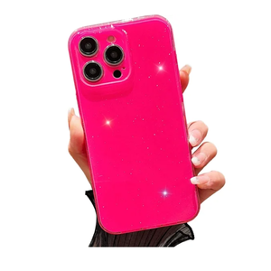 Case for iPhone 14 Pro Max,Super Cute Vibrant Neon Glitter Shiny Bling Sparkly Glossy Girly Case,Shockproof Slim Camera Protection Case for iPhone 14 Pro Max Phone Case 6.7 Inch,Hot Pink