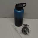 Malalife Water Bottle, Insulated Stainless Steel, 32oz, Dual lids, Keep Cold 24H, Large Flask, Wide Mouth, Double Wall Sport Drink Bottle, Leakproof Spout Lid, Deep Teal & Onyx