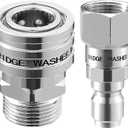 RIDGE WASHER Pressure Washer Swivel Adapter, Stainless Steel M22 14mm to 3/8" Quick Connect, Stainless Quick Disconnect for Pressure Washer Hose, 5000 PSI, 2 Pack