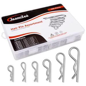 2 x Cotter Pins 250 Pcs r pins - Sturdy & Durable Alloy Steel - R- Shaped Heavy Duty Cotter Pin Assortment Kit in 6 Different Sizes - Perfect for Mechanics, Lawn Mowers, & RV Owners