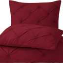 COTTON STICH Pinch Pleated Queen Pillow Shams Set of 2- Burgundy 600 Thread Count Super Soft Pinch Pillow Shams 100% Egyptian Cotton Decorative Pillow Covers Set (Burgundy, Queen 20X30)