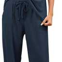 JiniGolla Womens Pajama Sets Waffle Knit Short Sleeve Shirt with Long Pajama Pants Soft Sleepwear Pj Lounge Sets, Size M