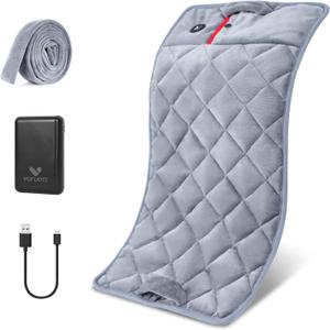Vofuoti Portable Heating Pad, Cordless Weighted Heating Pads with 10000mAh Battery and 3 Heat Settings, Electric Heated Pad for for Back, Abdomen, Neck & Shoulder, 12" x 24" (Gray)