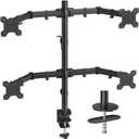 HUANUO Quad Computer Monitor Mount - Heavy Duty LCD Computer 4 Monitor Stand with Full Articulation, Fits Four Screens up to 27 Inches - Each Arm Holds up to 17.6lbs, VESA 75x75-100x100mm