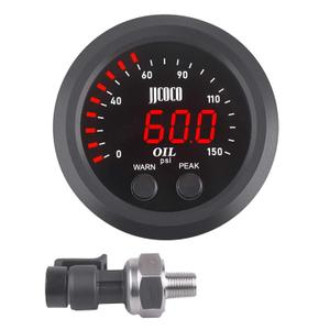 Universal Oil Pressure Gauge Kit 2-1/16" (52mm) 150 PSI - Digital Meter Red Display with 1/8NPT Electronic Sensor - for Boat Marine Car Auto Truck Automotive Gauge Sets