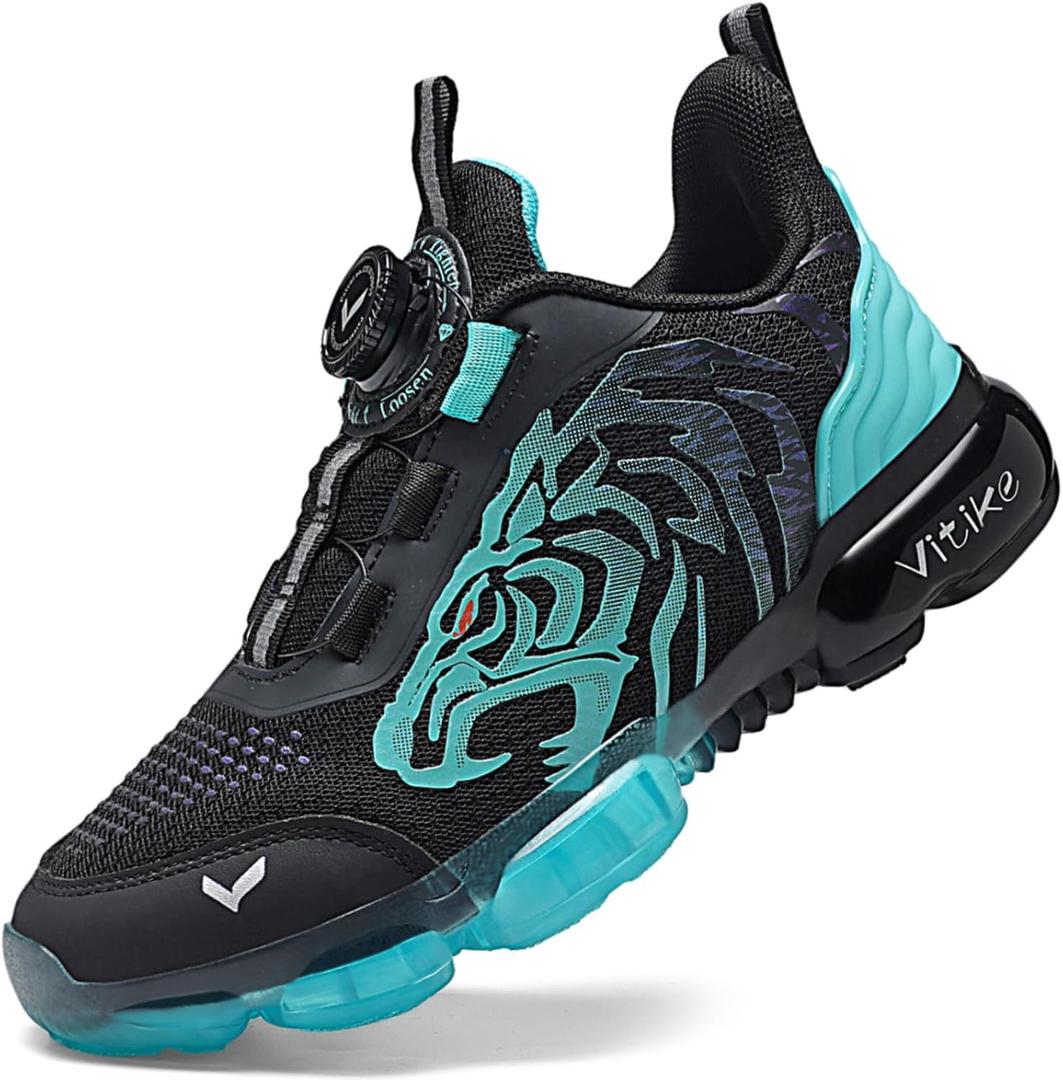 Kids Sneakers Boys Girls Running Tennis Shoes Athletic Sports Casual (1.5 Little Kid, Black Blue-8160-1)