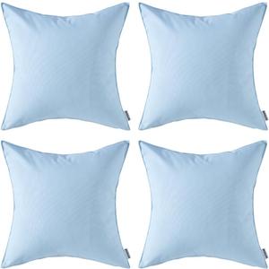 MIULEE Pack of 4 Decorative Outdoor Summer Pillow Covers Square Cushion Cases PU Coating Waterproof Throw Pillowcase Shell for Living Room Couch Sofa Garden Tent Park 18x18 Inch Light Blue