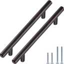 30 Pack Bronze Solid Cabinet Handles Drawer Pulls, 7.38-inch/187mm Length (5-inch Hole Center) Door Handle (1/2-inch Diameter) Kitchen Stainless Steel Cabinet Hardware Handle, Oil-Rubbed Bronze