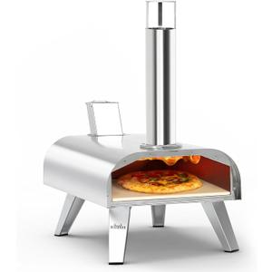 BIG HORN 12" Multi-Fuel Outdoor Pizza Oven Reach up to 1110 3-in-1 Wood, Gas & Electric Compatible (Burners Sold Separately), Pellet Pizza Oven Portable Pizza Maker for Backyard, Camping&Tailgating