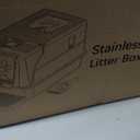 Stainless Steel Litter Box | XL Enclosed Cat Litter Boxes with Lid for Big Cats | High Sided, Anti-Urine Leakage | Non-Stick Bottom & Includes Litter Mat & Metal Scoop (Silver Gray)