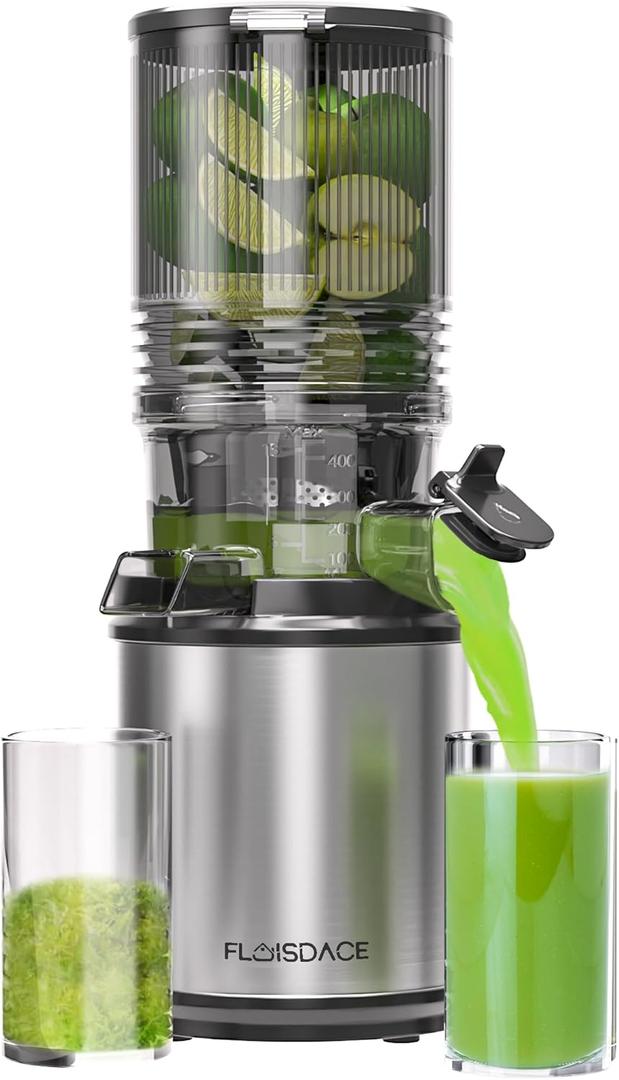 Cold Press Juicer  6.5" Extra Large Feed Chute Fit Hands-Free Electric Masticating Juicer Machine, 350W Slow Masticating Juicer Machine for Whole Fruit and Vegetables  Easy Cleanup & Assembly