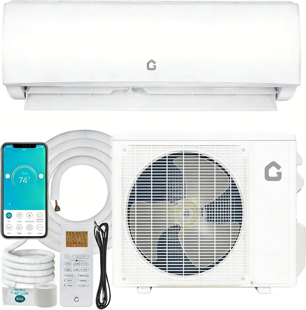 Garvee 11500 BTU Mini Split AC/Heating System, 115V WIFI Enabled Energy Efficient Mini Split Unit,Wall-Mounted Split Air Conditioner,Cools Up to 750 Sq.Ft, Heat Pump & Installation Kits