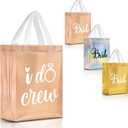 Nush Nush Set of 12 Reusable Rose Gold Bridesmaids Gift Bags - With 3 x Bride and 9 x I Do Crew Party Favor Bags - Wedding Favors, Bachelorette Party, Bridesmaid Gifts, Bridal Shower - 8" x 4" x10"