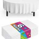 Pureegg Plastic Table Cloth Disposable 6 Pack, 84'' Round Table Cloths, Party, Picnic, Wedding, Decorative Tablecloths, Round, White Plastic Cover, Waterproof, White