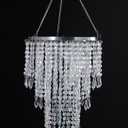 FlavorThings 3 Tiers Iridescent Acrylic Beaded Chandelier Shade, Ceiling Light Pendant Lampshade with Crystal Beads for Wedding Party Event Home Decoration,W8.6 X H12 (H12C)