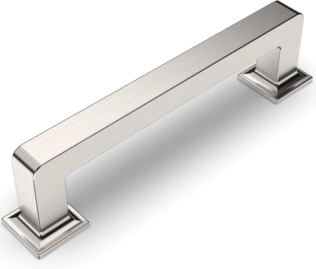 Amerdeco 10 Pack Brushed Satin Nickel Cabinet Pulls 3-3/4 Inch(96MM) Hole Centers Kitchen Cabinet Handles Cabinet Hardware Kitchen Handles for Cabinets Cupboard Handles Drawer Pulls ZH0019