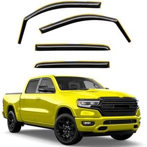Deejecsun in-Channel Window Rain Guards Fit for Truck Dodge RAM 1500 (New Body Style Includes TRX) 2019-2025 Crew Cab Extra Durable Window Deflectors Vent Visors Shades Exterior Car Accessories
