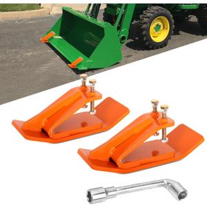 Tractor Bucket Protector, EBESTTECH 2 PCS Bucket Edge Anti-Skid Device Ski Edge Protector Double Hexagon Lock Nuts and Bolts,for Snow Leaves Removal Spreading Gravel,Orange