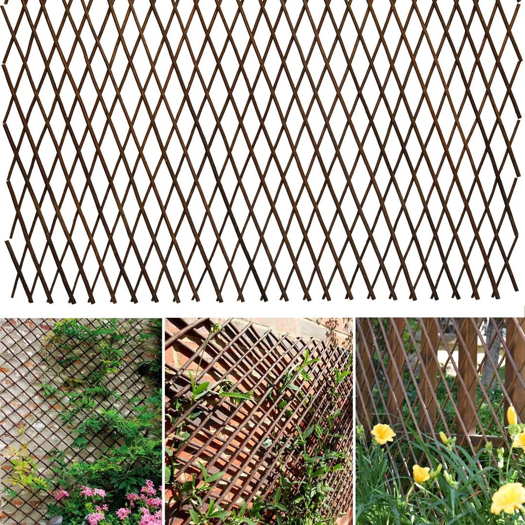 Expandable Willow Lattice Fence Panel Plant Support Garden Trellis Willow Trellis Fence for Climbing Plants Vine Ivy Rose Cucumbers Clematis Outdoors Garden Yard,36X92 Inch(2PC)