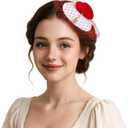Mini Beret Hearts Headpiece Valentines Day Fascinator for Women Derby Tea Party Wedding Veil Hats