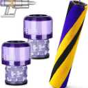 Soft Roller Brush Bar Compatible with Dyson V15 Detect Handheld Vacuum Cleaner, Parts No.971634-01, with 2 Pack V15 HEPA Filters