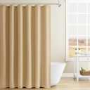 Naturoom Gold Yellow Linen Shower Curtain, Country Boho Farmhouse Bath Decor Shower Curtains Neutral Cloth Weighted Textured Fabric Bath Curtain Liner with Hooks, 72x84