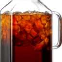 1 Gallon Square Glass Pitcher with Lid and Spout, Borosilicate Glass Carafe for Hot/Cold Drink, Water Pitchers with Handle for Fridge, Extra Large Jug for Iced Tea, Coffee, Juice, Beverage, Black 
