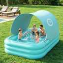 HeySplash Inflatable Pool with Canopy, Large Inflatable Swimming Pool for Adults & Kids, Blow Up Pool Thickened Family Pool for Outdoor Backyard Garden Party Summer Fun, 102" x 65" x 22"(Green)