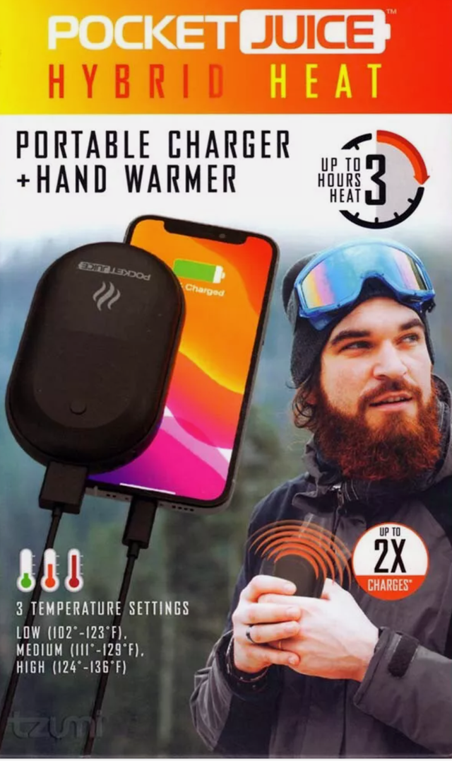tzumi Pocket Juice Hybrid Heat 5200mAH Portable Charger + Hand Warmer (7660)