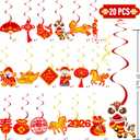 Happy Chinese New Year Hanging Swirls 2026 Chinese New Year Party Decoration Year of Horse New Year Themed Swirl Ceilings Smile Spring Festival Hanging Streamers for Lunar New Year Party Supplies