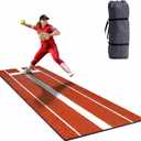 2026 New Softball Pitching Mat - Pro Anti-Slip TPR-Rubber Bottom, Inlaid 24x6 inch Pitching Rubber, Anti-Fading Eco-Friendly Turf, Included Portable Storage Bag, Indoor and Outdoor Training, 10' x 3'