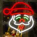 Ineonlife Santa Claus Neon Sign, Merry Christmas Led Light Up Sign, Neon Sign Christmas Bar for Wall Decor Acrylic Board Suitable for Party Indoor Bedroom(13.4" x 13.8" / USB POWER)
