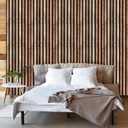 30 Pcs Faux Wood Slat Peel and Stick Wallpaper Tiles, 11.8"x11.8" Ultralight PVC Self-Adhesive Wallpaper Decals Wall Decor for Bedroom, Bathroom, Kitchen Backsplash, Farmhouse Interior