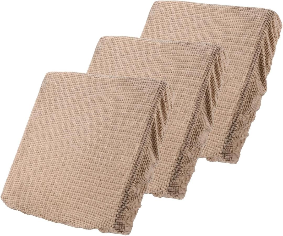uxcell 3 Pcs Couch Cushion Cover, 20"x20" Polyester Stretch Sofa Cushion Cover Magic Sofa Covers Washable, Non-Slip Covers with Elastic Bottom for Sofa Seat for Home, Light Brown
