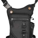 Larswon Thigh Pouch Bag - Tactical Waist Pack for Motorcycle, Waterproof Black