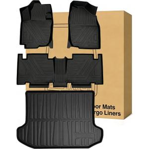 RAV4 Floor Mats ＆ Cargo Liners Compatible with 2006-2012 Toyota RAV-4，All Weather Protection Waterproof Durable Anti-Slip Odorless Custom-fit TPE Cargo Trunk Tray Floor Liner Set